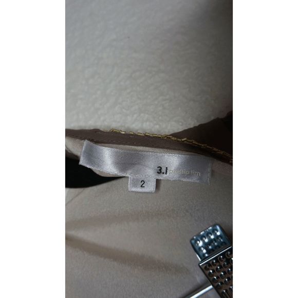 3.1 Phillip Lim Women's Silk Beaded Tan Sz 2 Draped Pleated Swing Cocktail Dress - Picture 8 of 8